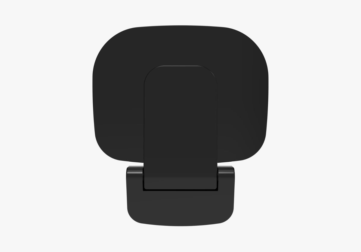 VitaMove Standard wall-mounted folding shower seat in Black, shown folded