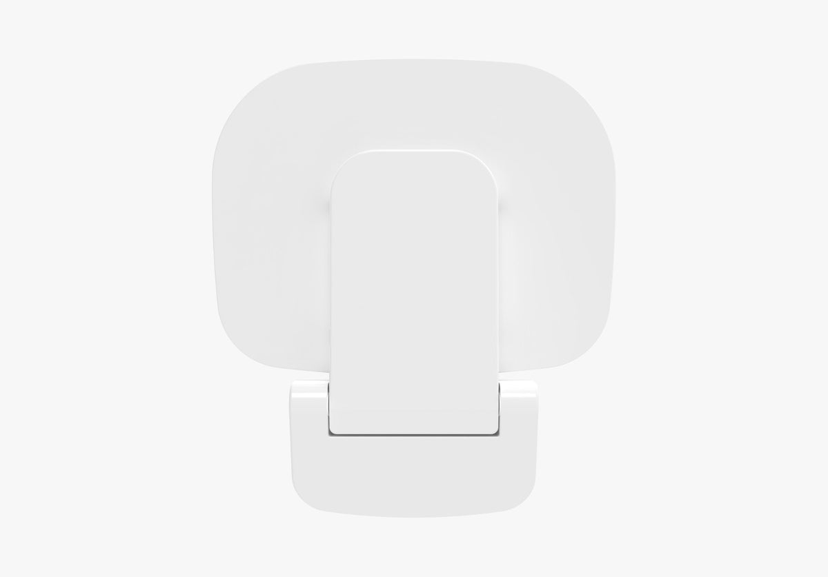 VitaMove Standard wall-mounted folding shower seat in White, shown folded