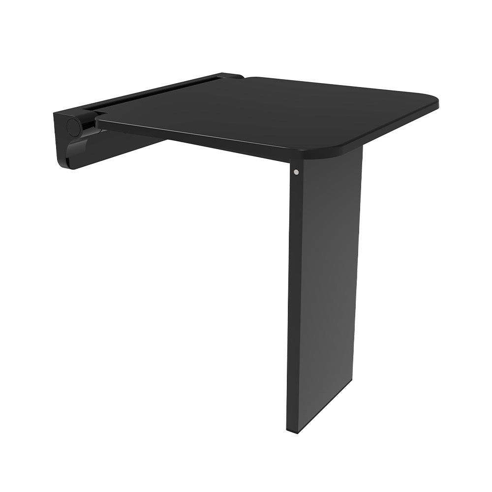 VitaMove Premium wall-mounted folding shower seat in Black with integrated support leg