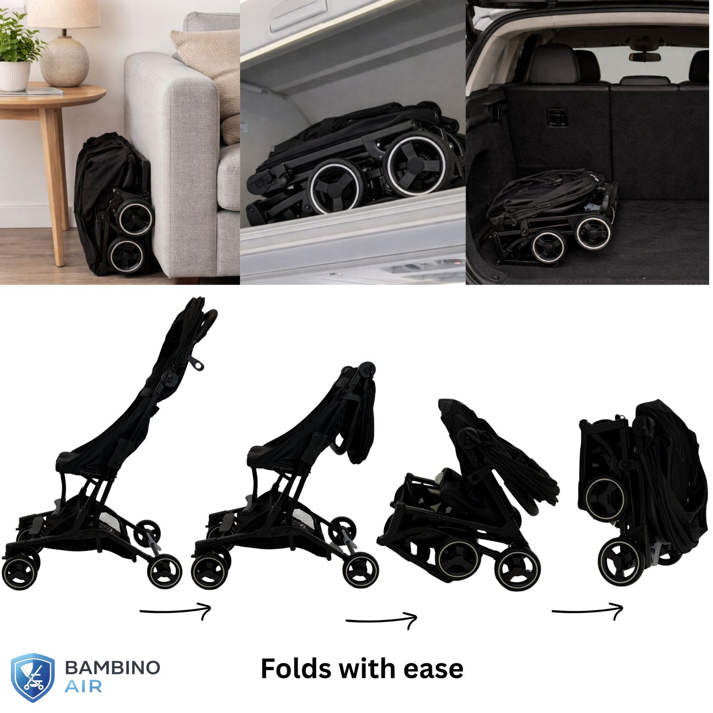 Bambino Air Lightweight Foldable Travel Buggy Baby Pram Stroller Cabin Approved