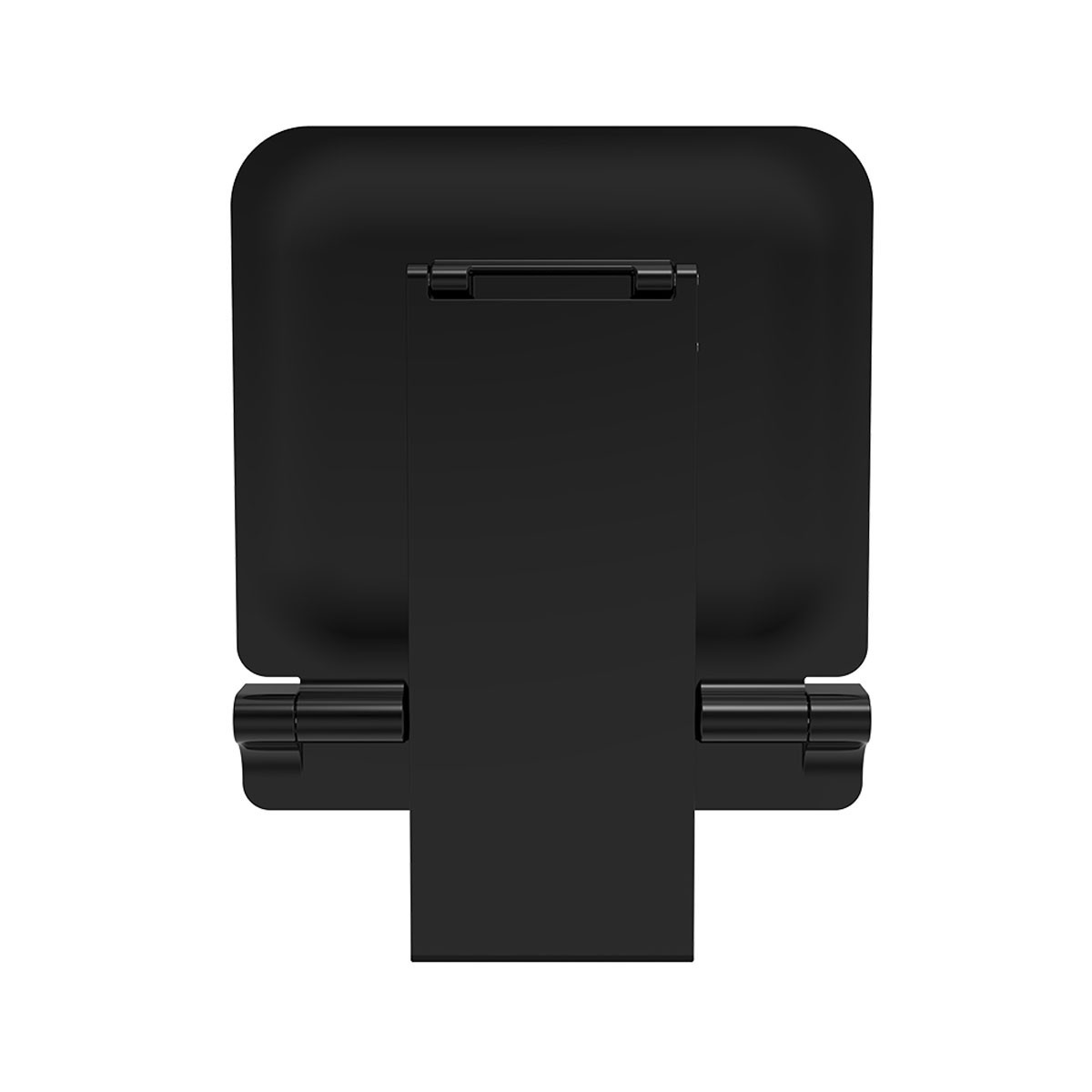 Rear view of VitaMove Premium Black folding shower seat showing support leg and hinges