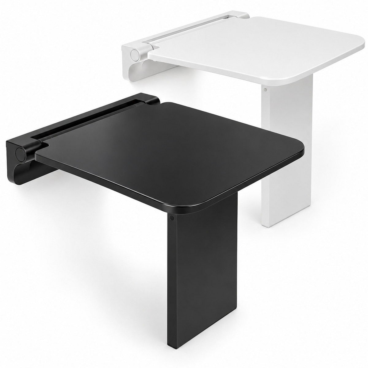 VitaMove Premium wall-mounted folding shower seat in Black and White